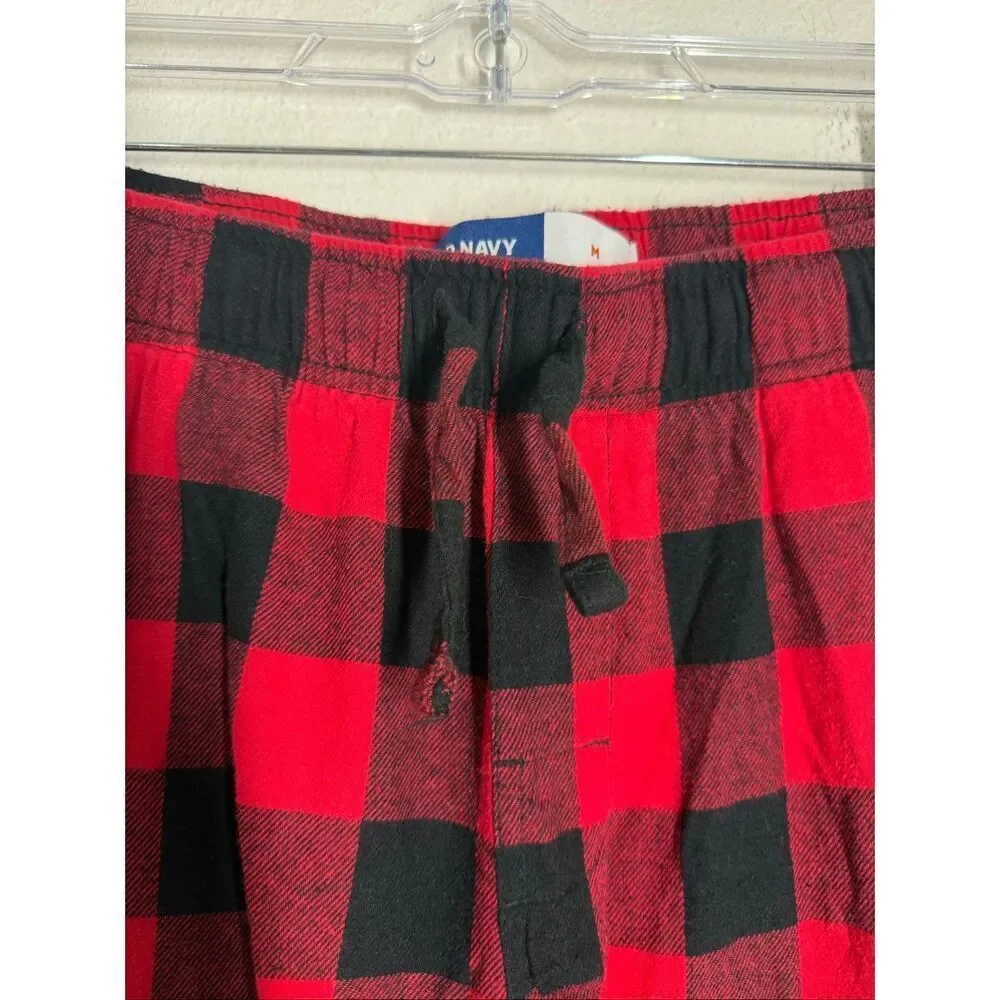 Old Navy Men’s Flannel Jogger Pajama Pants Sleep Lounge Red Black Plaid Sz M